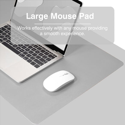 Dual Sided Desk Pad, 36" X 17" PU Leather Desk Mat, Waterproof Desk Blotter Protector Mouse Pad (Gray/Sliver)