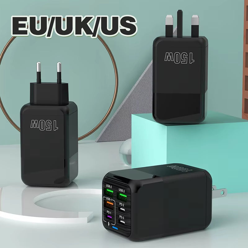 Xiaomi 150W Super Quick Charger Cable 10A Ultra High Speed Fast Charging 6 Ports PD Type C QC 3.0 for Iphone Samsung Charger