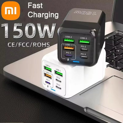 Xiaomi 150W Super Quick Charger Cable 10A Ultra High Speed Fast Charging 6 Ports PD Type C QC 3.0 for Iphone Samsung Charger
