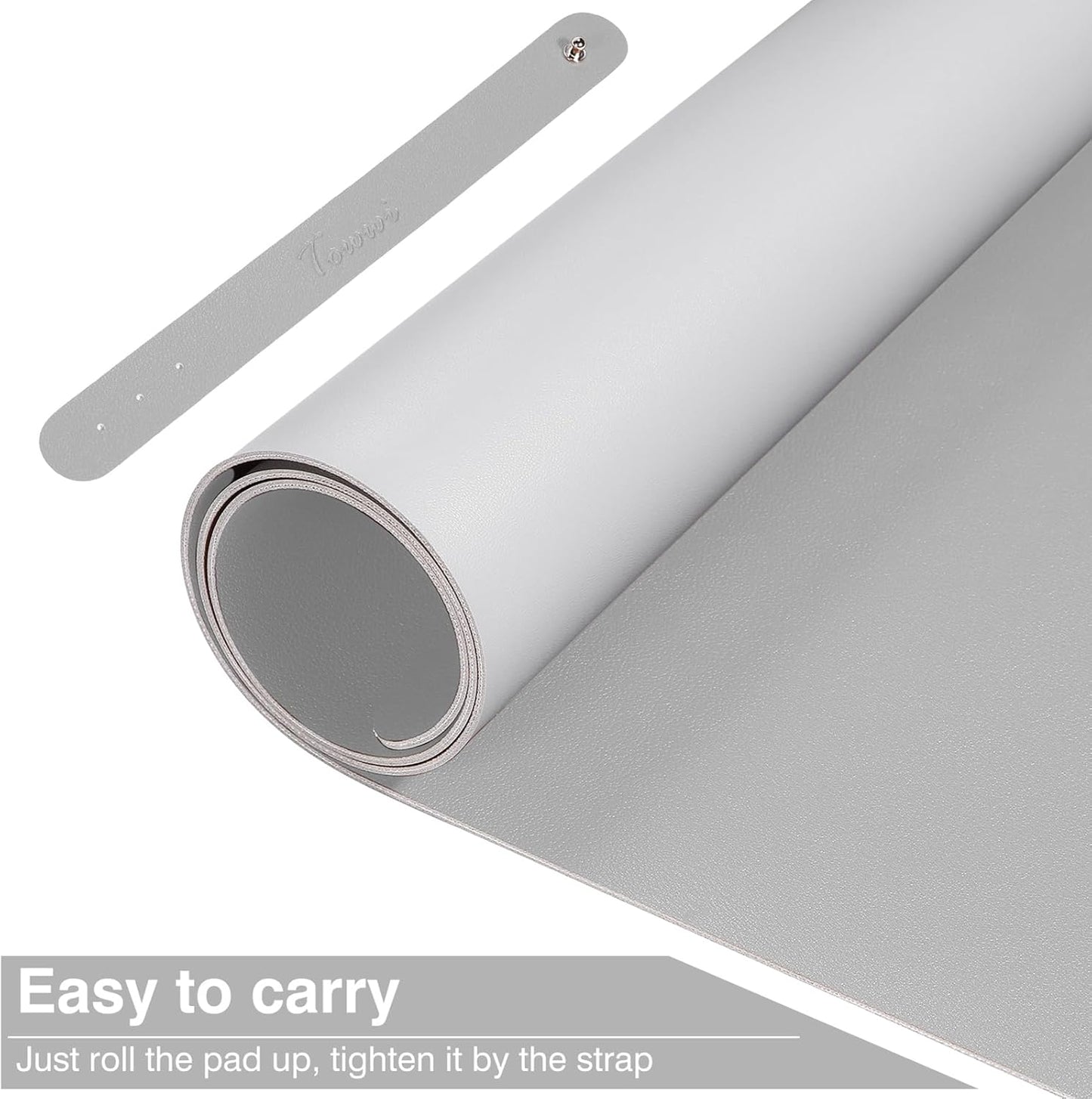 Dual Sided Desk Pad, 36" X 17" PU Leather Desk Mat, Waterproof Desk Blotter Protector Mouse Pad (Gray/Sliver)