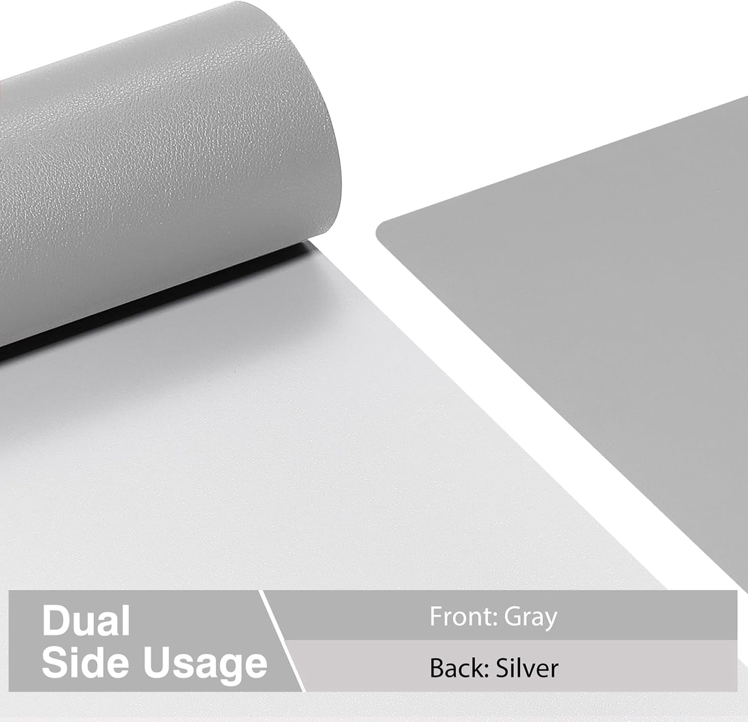 Dual Sided Desk Pad, 36" X 17" PU Leather Desk Mat, Waterproof Desk Blotter Protector Mouse Pad (Gray/Sliver)